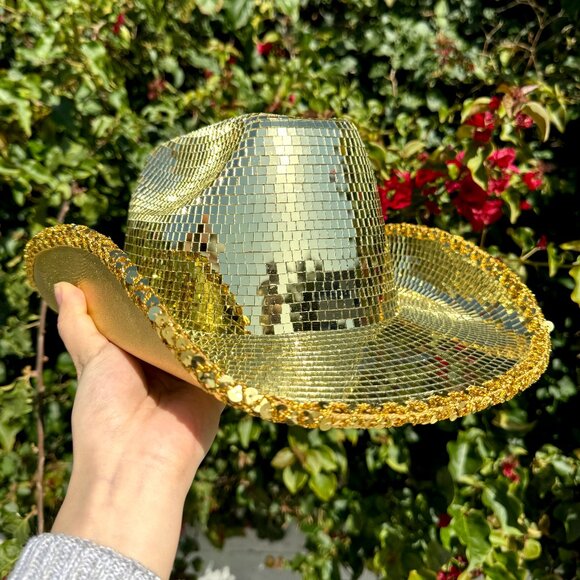Disco Ball Mirror Cowboy Hat Cowgirl Hats for Music Festivals Sparkly Co - Picture 1 of 5